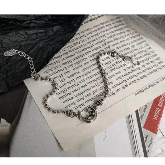 *925 Sterling Silver Vintage Moon Star Bracelet - Picture 6 of 9